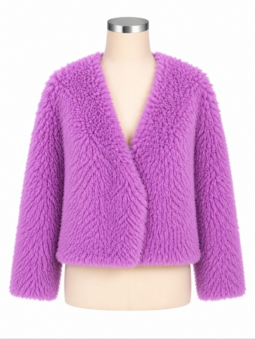 Free People Lena Teddy Jacket Sz S Pink Shaggy Faux Fur BoHo Quilted Lined Coat